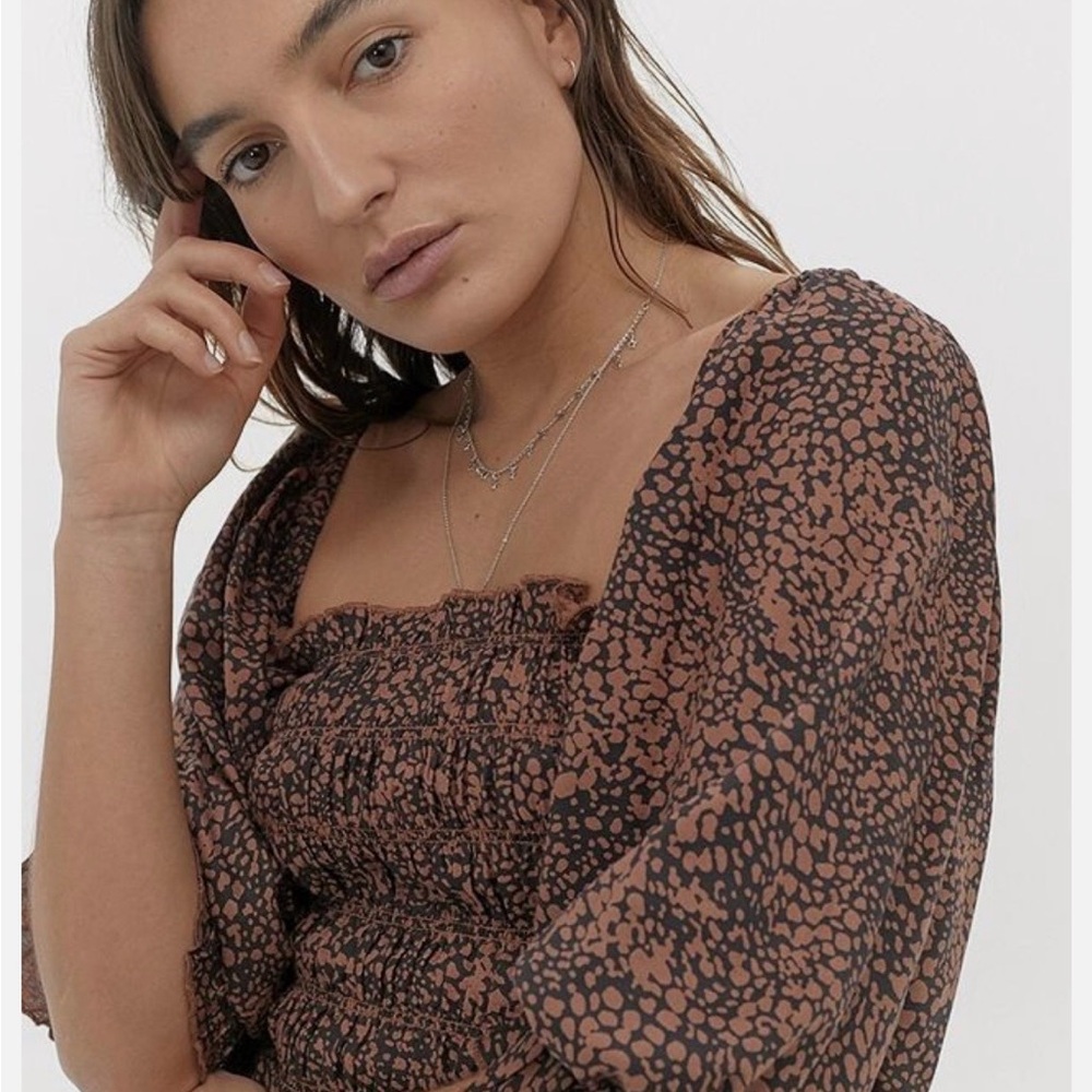 Urban Outfitters Leopard Print Smocked Women's Crop Top